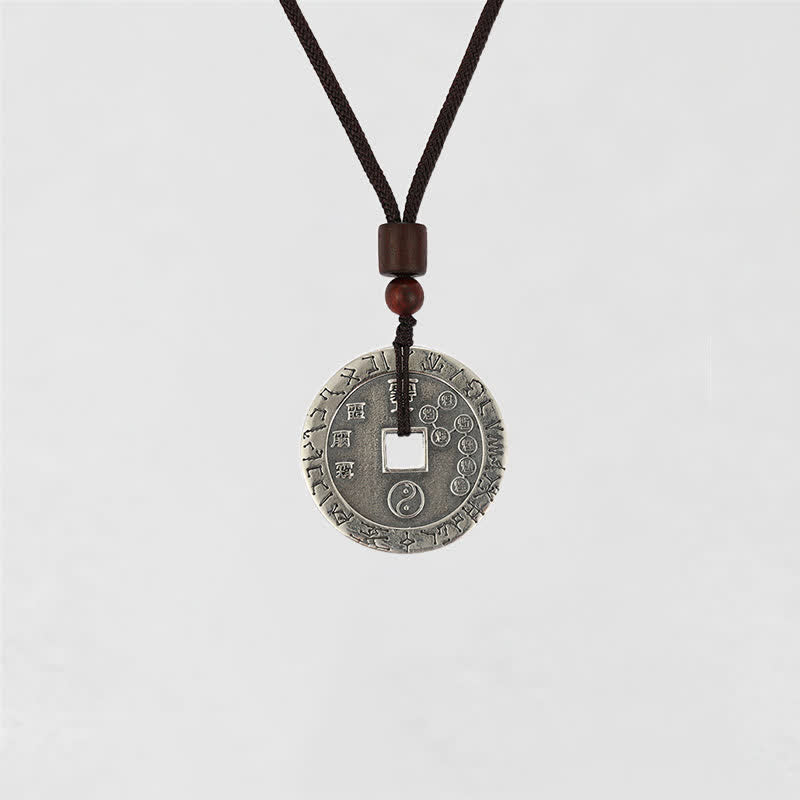 Unisex Yin Yang Pendant Necklace in White Copper Silver - Balance Symbol