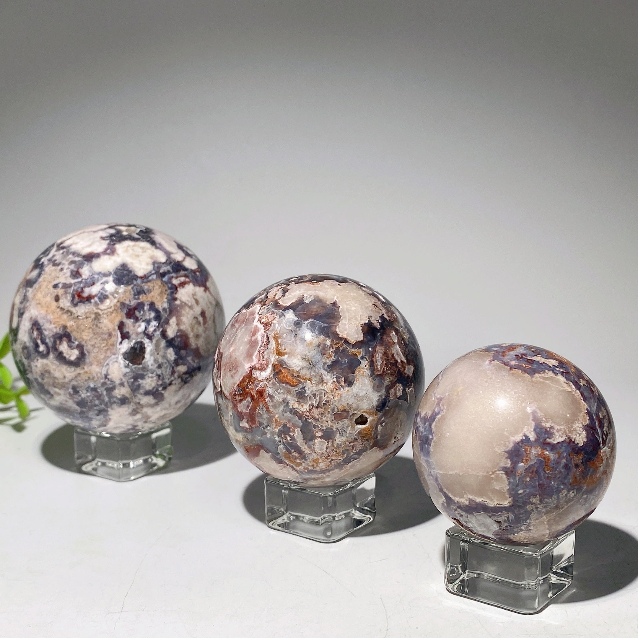 UV Reactive Blue Flower Agate Crystal Sphere 1.8-3.0 inch Healing