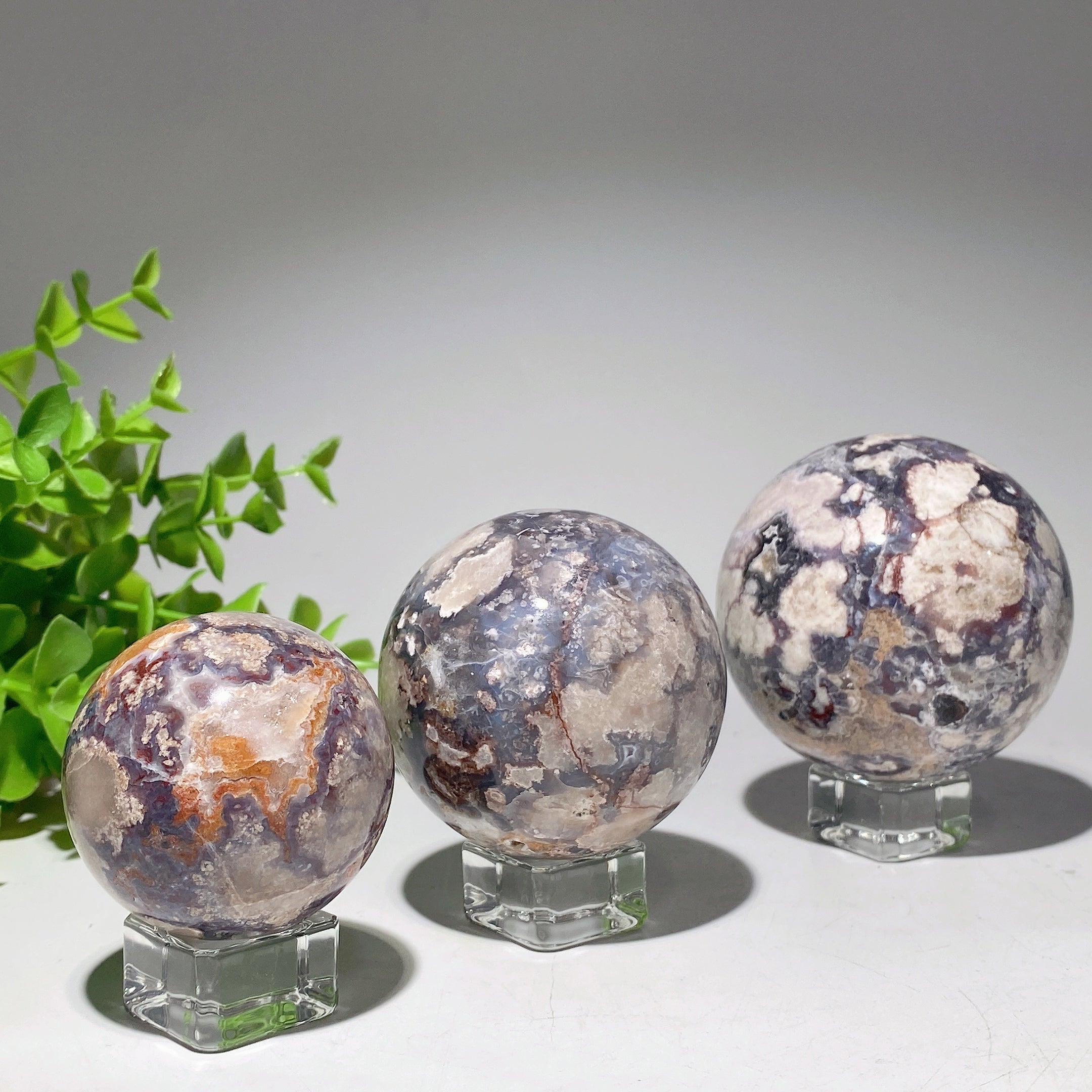UV Reactive Blue Flower Agate Crystal Sphere 1.8-3.0 inch Healing
