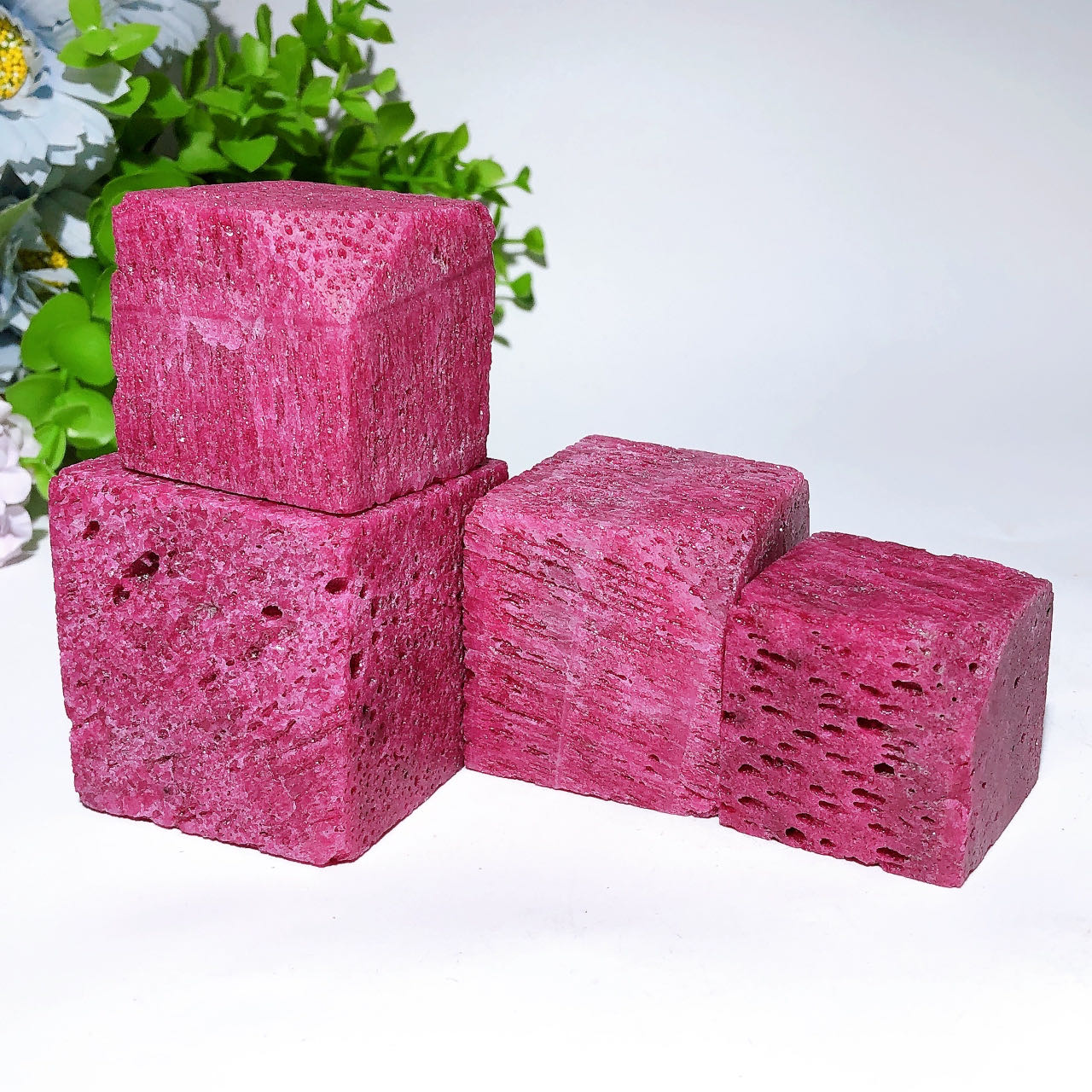 UV Reactive Honeycomb Calcite Crystal Cube 1.3-2.4 Inch Healing Carving