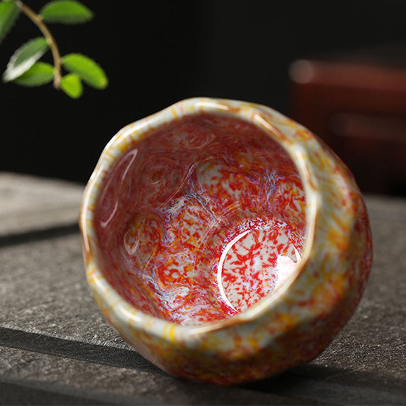 Vibrant Ceramic Zen Teacup 130ml | Orange Red or Green Yellow