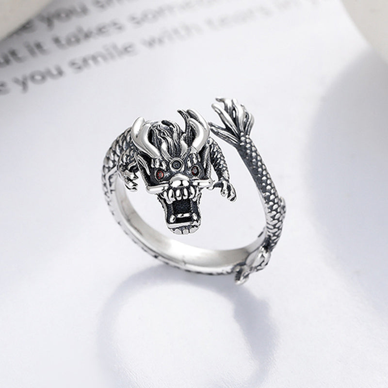 Vintage 925 Sterling Silver Dragon Ring | Luck & Power Symbol