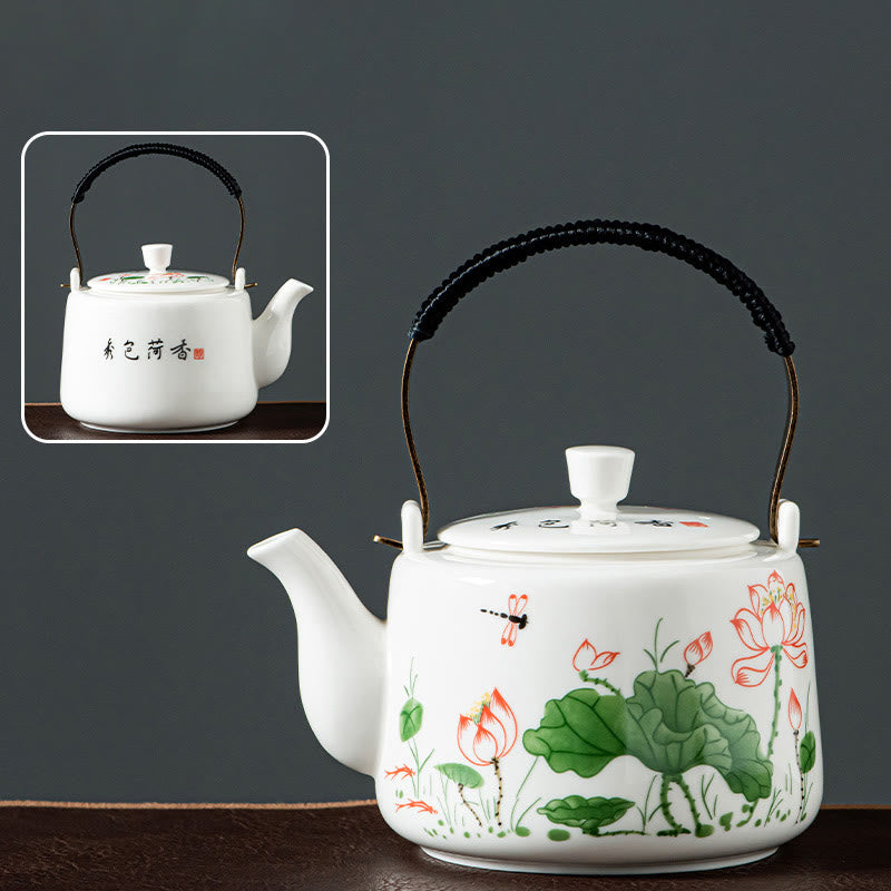 Vintage Ceramic Dragon Mountain Fisherman Kung Fu Teapot 600ml