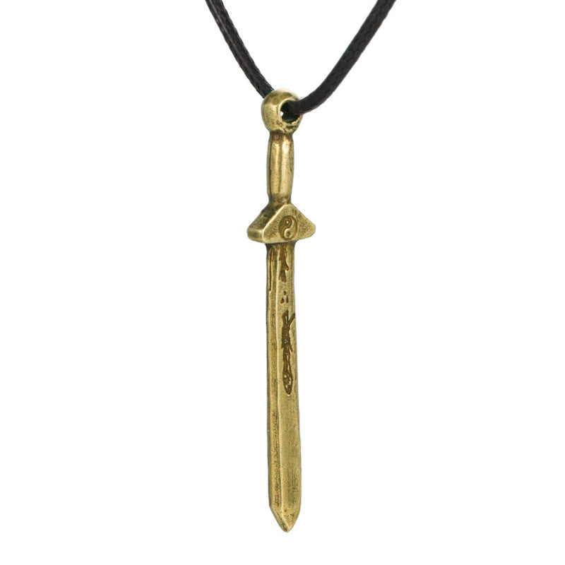 Vintage Copper Sword Yin Yang Balance Necklace