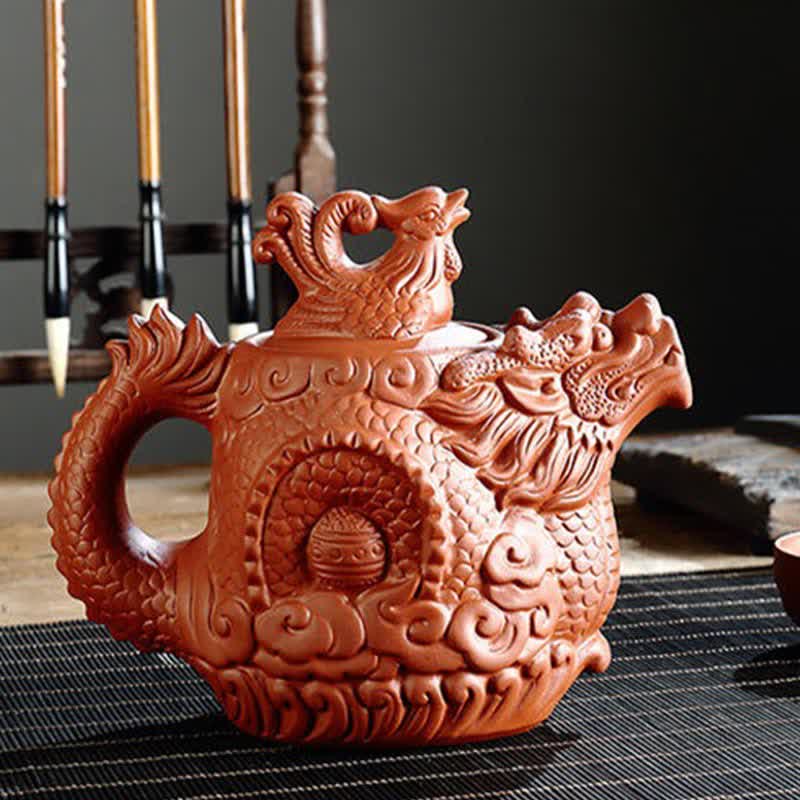 Chinese Dragon Statue Ceramic Teapot | Healing Sounds