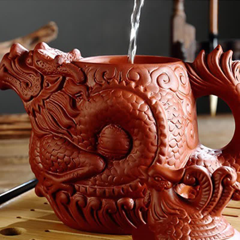 Chinese Dragon Statue Ceramic Teapot | Healing Sounds