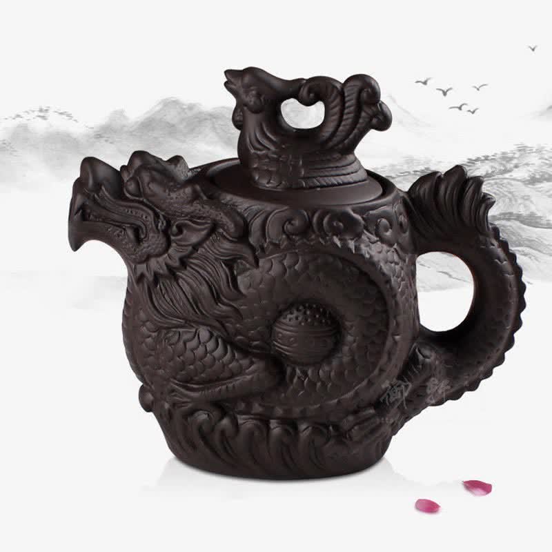 Chinese Dragon Statue Ceramic Teapot | Healing Sounds