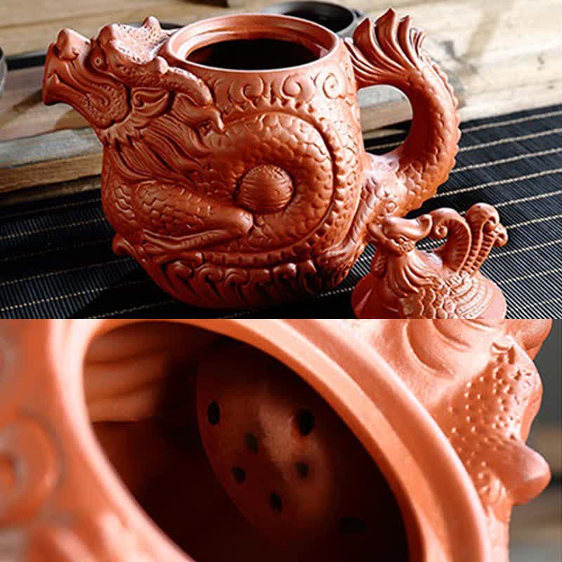 Chinese Dragon Statue Ceramic Teapot | Healing Sounds