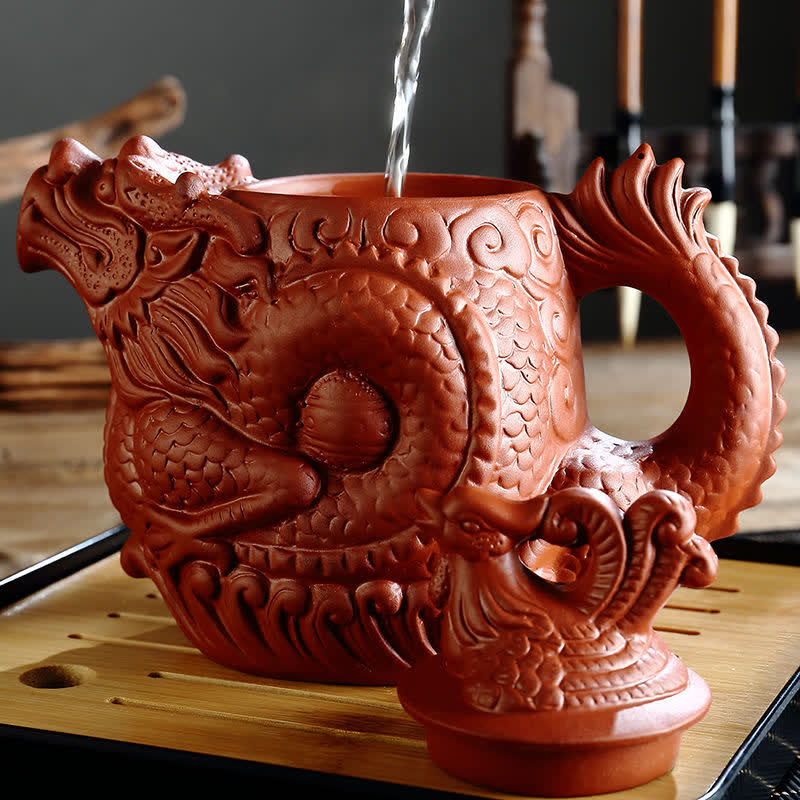 Chinese Dragon Statue Ceramic Teapot | Healing Sounds