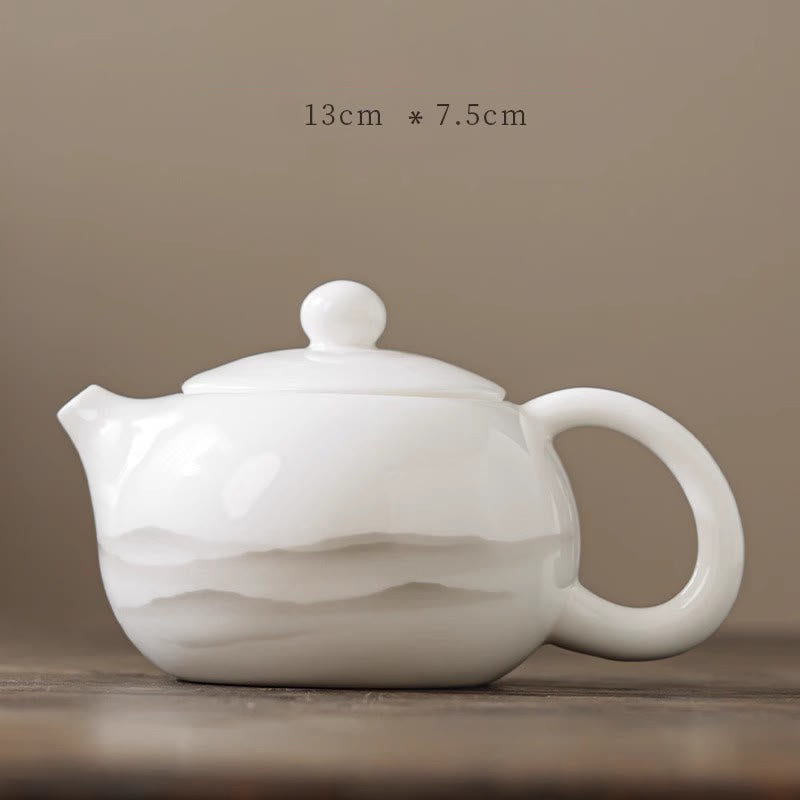 Vintage Ink Painting Porcelain Gaiwan Tea Cup Set for Meditation