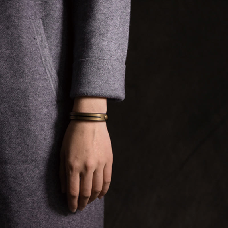 Vintage Leather Copper Balance Bracelet for Inner Harmony