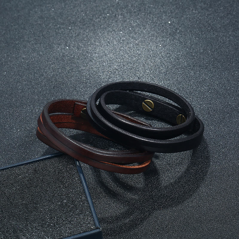 Vintage Multi-layer Leather Strength Buckle Bracelet