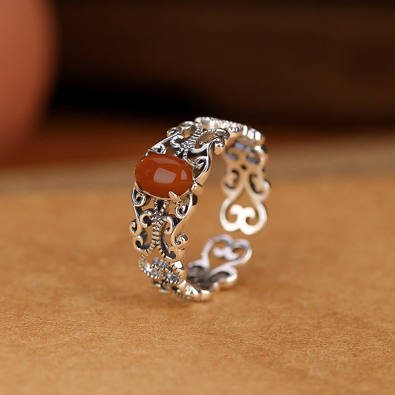 Red Agate Sterling Silver Ring for Calm | Healing Sounds