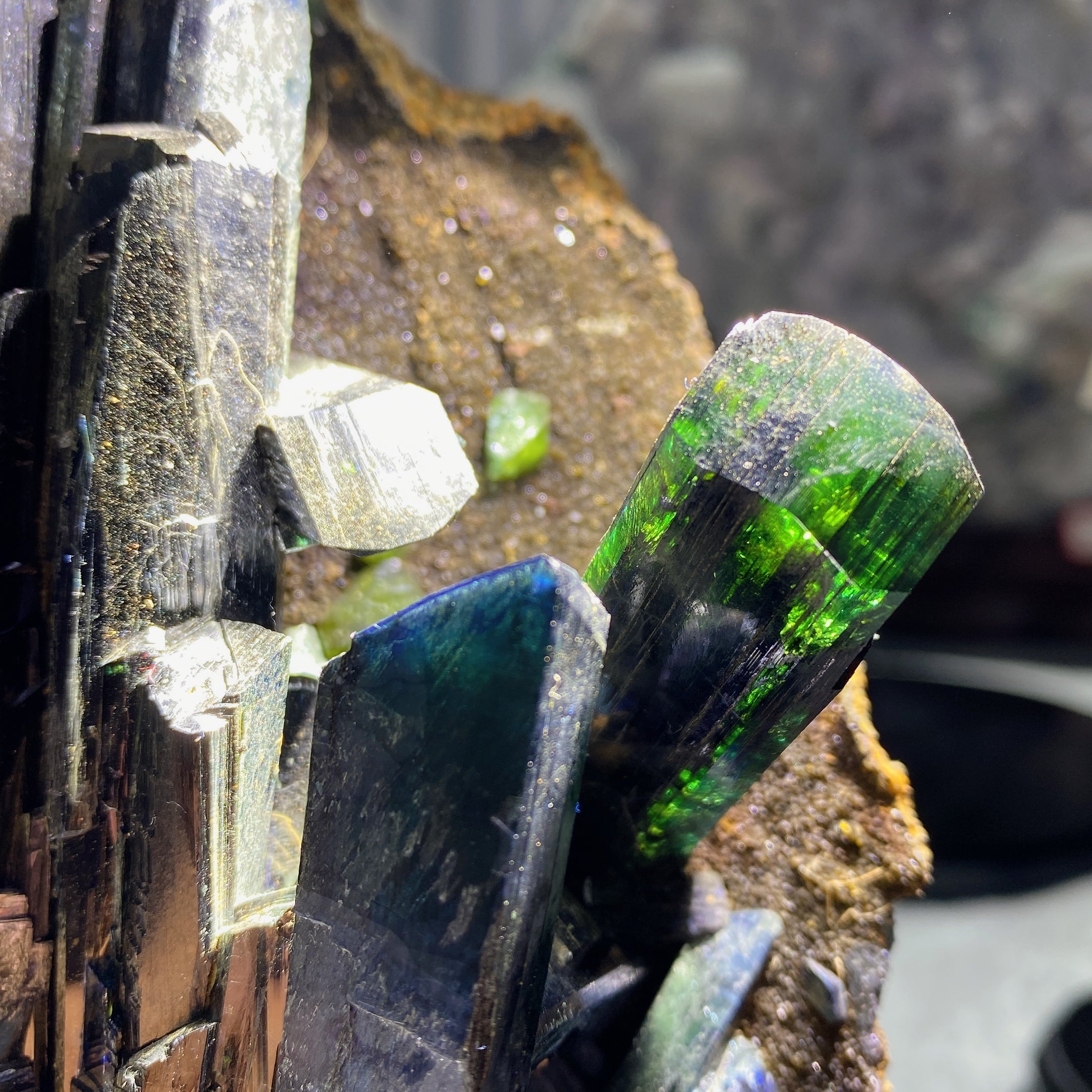 Vivianite Raw Crystal Specimen 11cm with Wooden Stand
