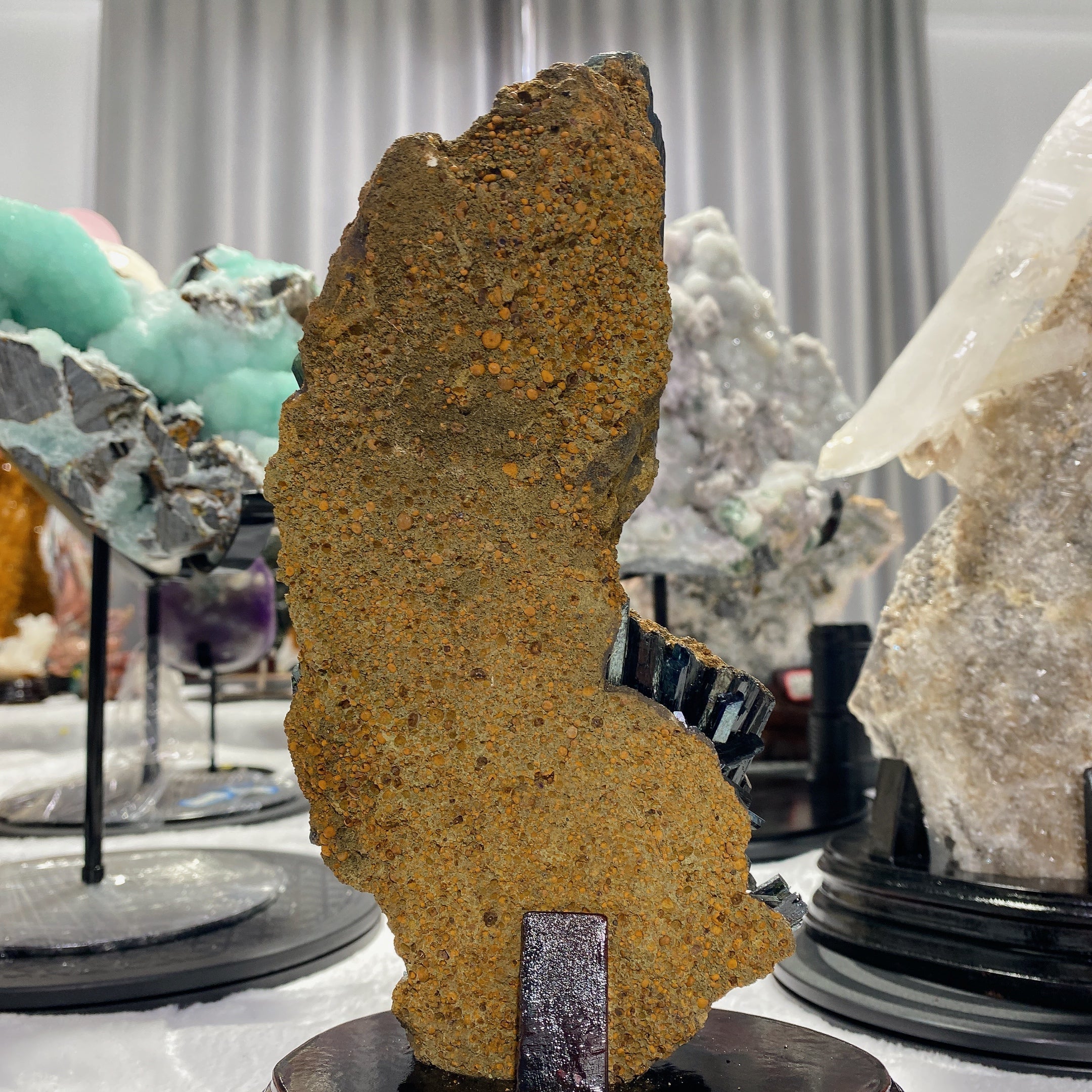 Vivianite Raw Crystal Specimen 11cm with Wooden Stand