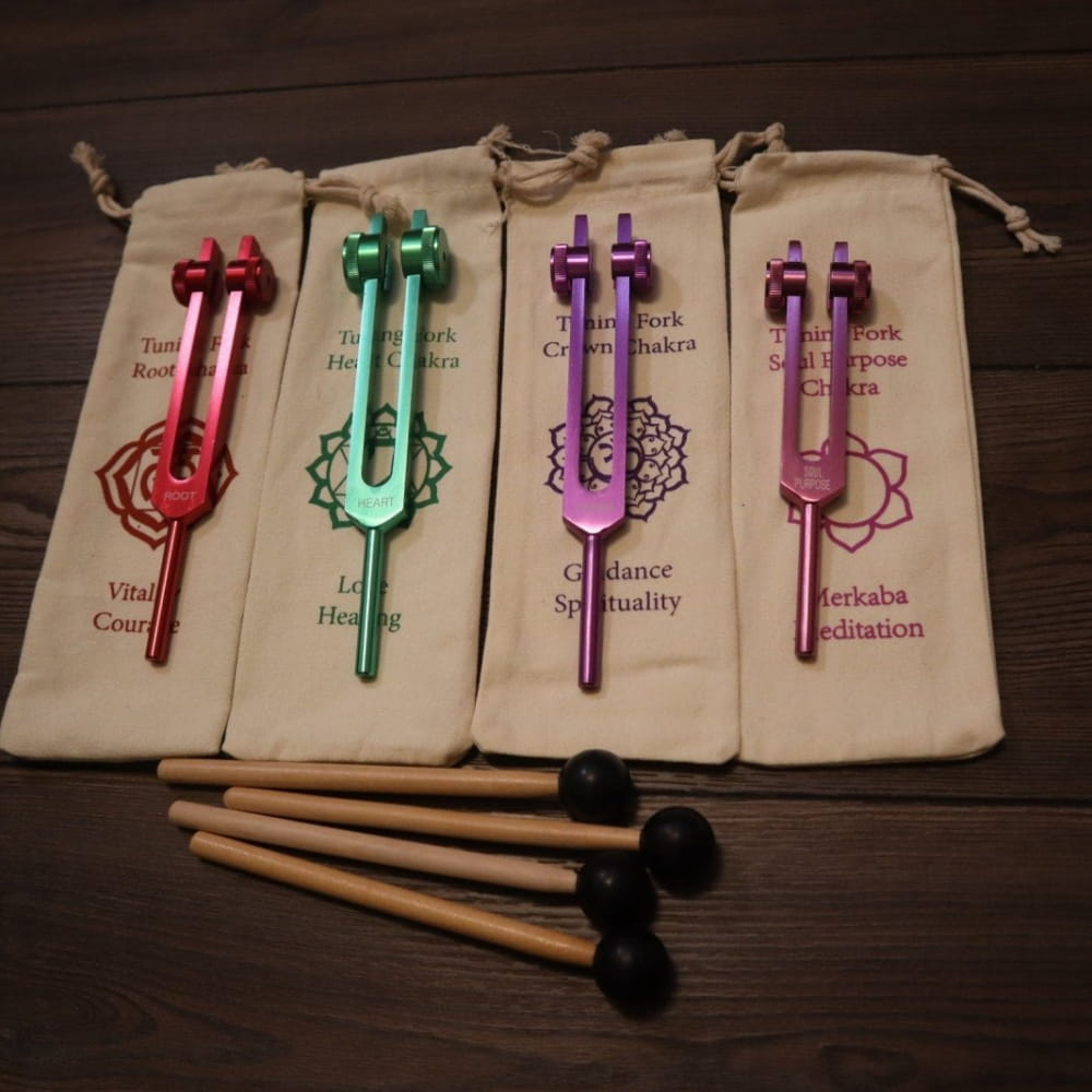 Weighted 3pc Chakra Tuning Fork Set for Meditation & Healing - On sale