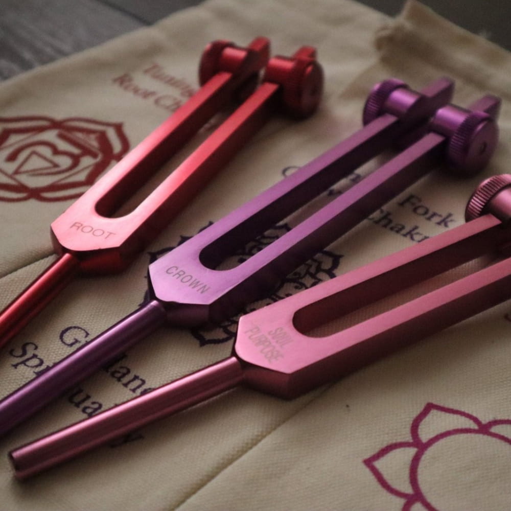Weighted 3pc Chakra Tuning Fork Set for Meditation & Healing - On sale