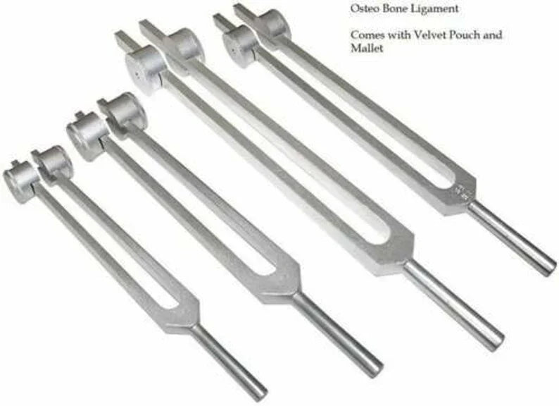 Medical stainless steel tuning forks with weighted ends for bone and muscle therapy