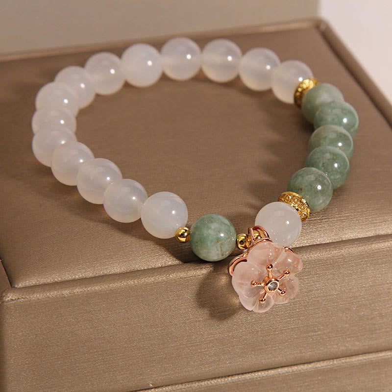 White Agate Jade Luck Protection Bracelet 14-16cm