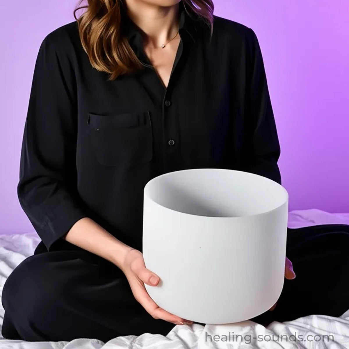 432 Hz White Crystal Singing Bowl in various sizes and notes