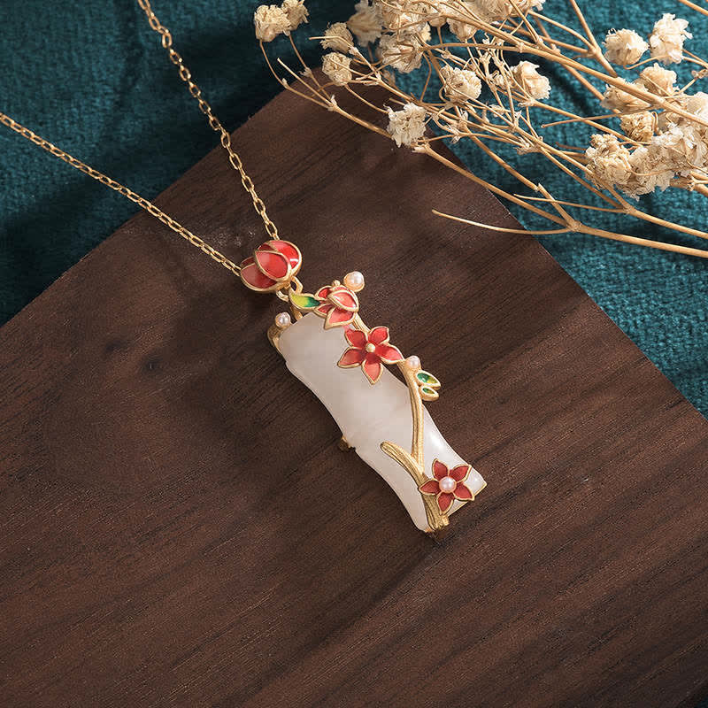 White Jade Lotus Pendant 45cm Protection Necklace