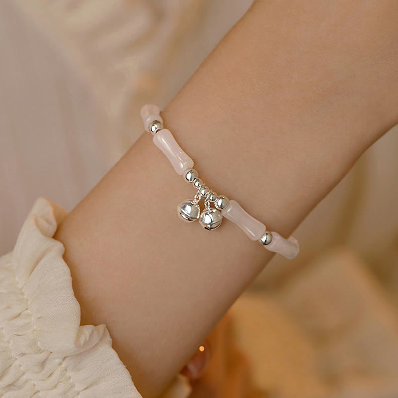 White Jade Luck & Happiness Bracelet with Bamboo Charm