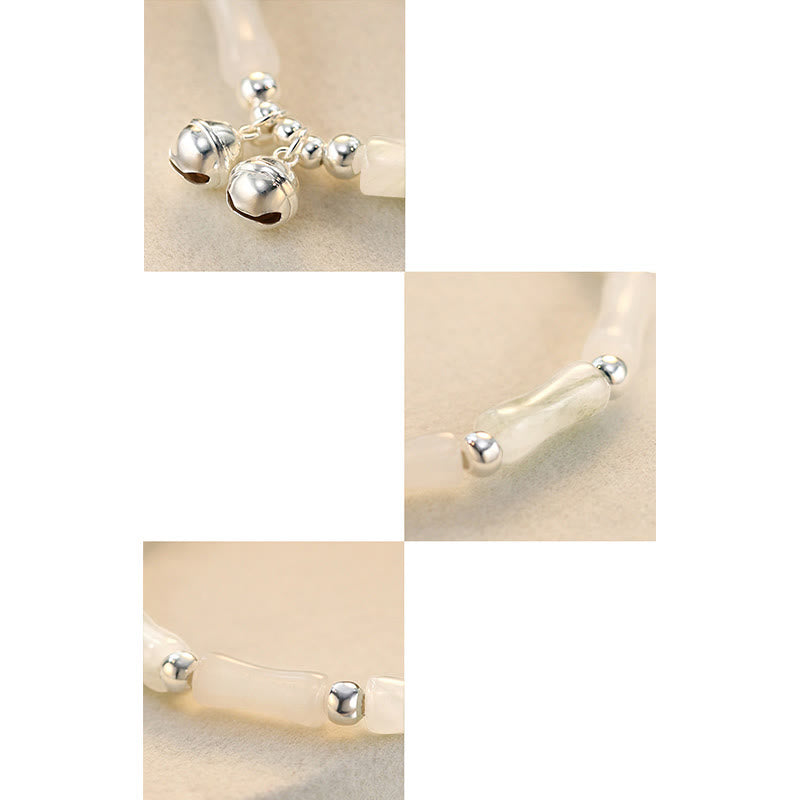 White Jade Luck & Happiness Bracelet with Bamboo Charm