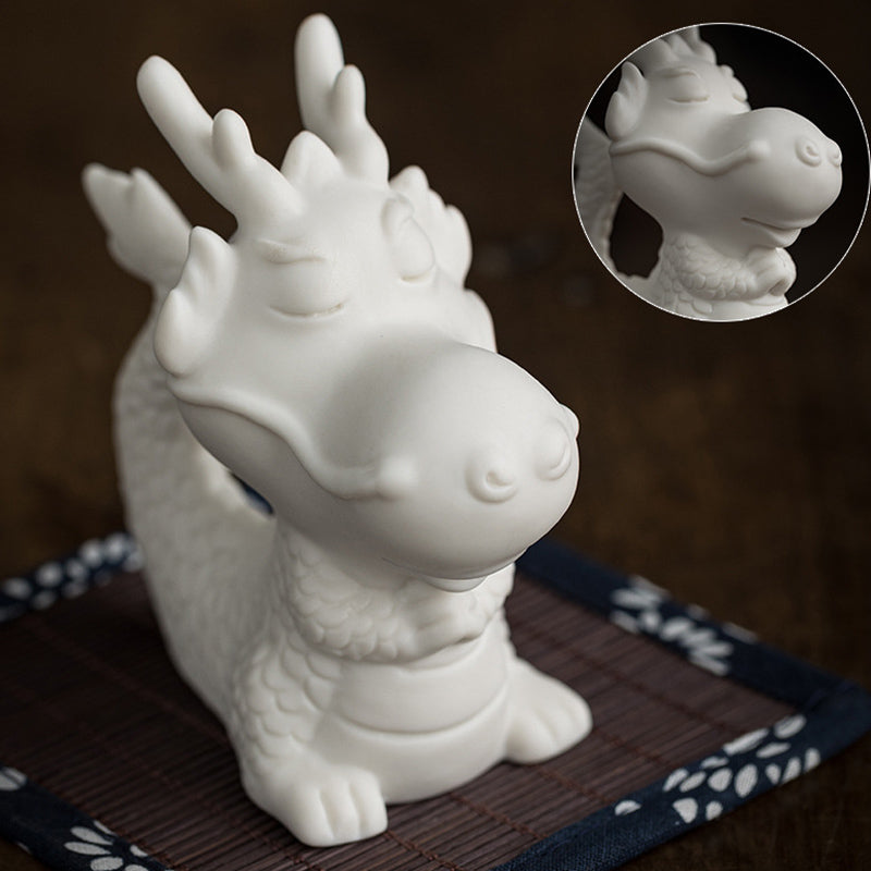 White Porcelain Chinese Dragon Statue | Feng Shui Charm