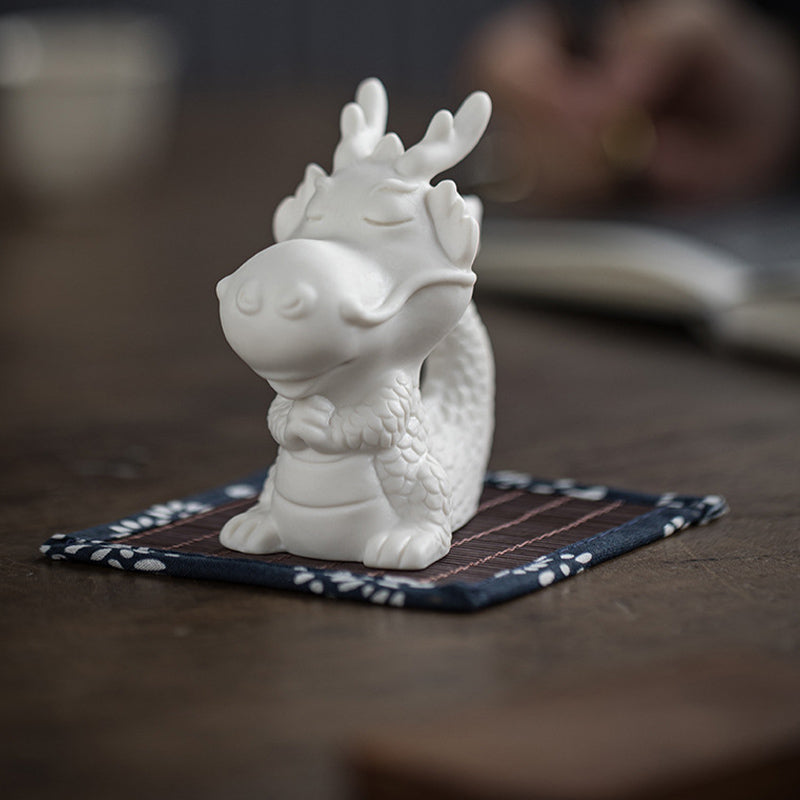 White Porcelain Chinese Dragon Statue | Feng Shui Charm