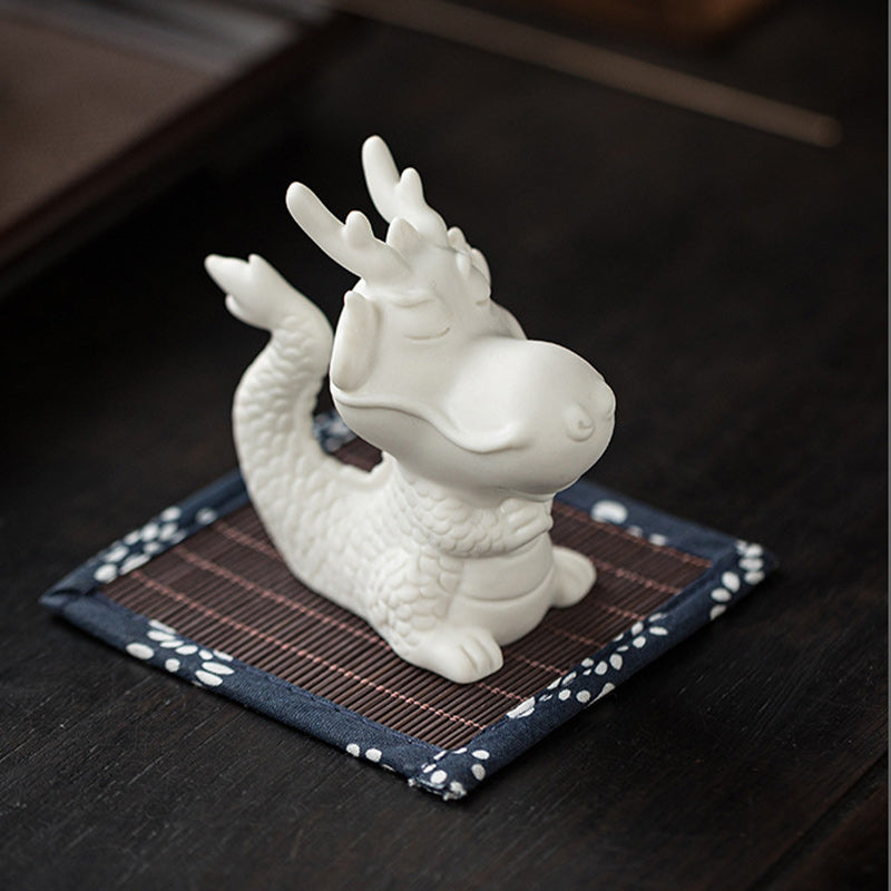 White Porcelain Chinese Dragon Statue | Feng Shui Charm