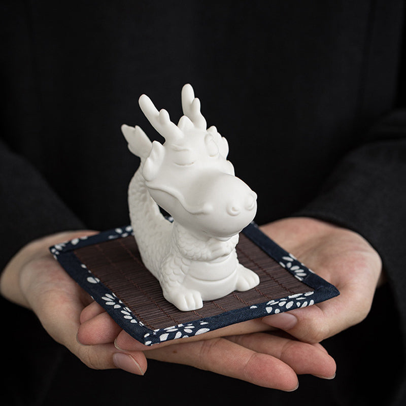 White Porcelain Chinese Dragon Statue | Feng Shui Charm