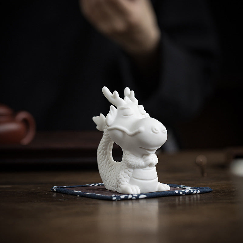 White Porcelain Chinese Dragon Statue | Feng Shui Charm