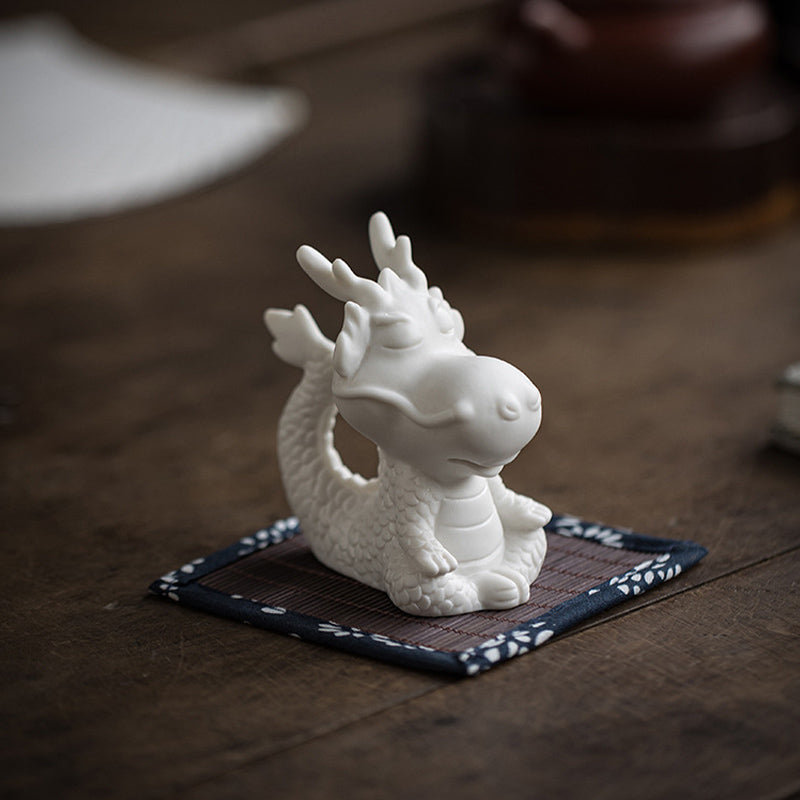 White Porcelain Chinese Dragon Statue | Feng Shui Charm