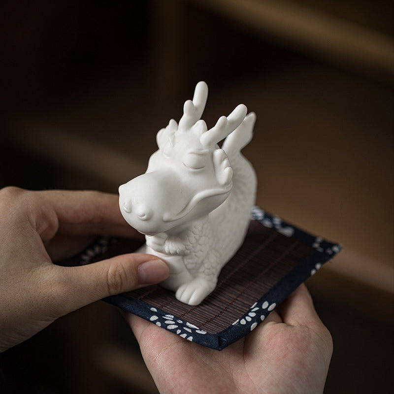 White Porcelain Chinese Dragon Statue | Feng Shui Charm