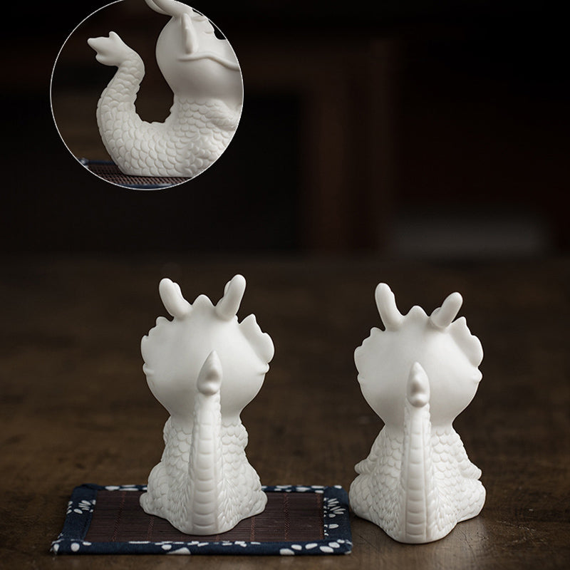 White Porcelain Chinese Dragon Statue | Feng Shui Charm