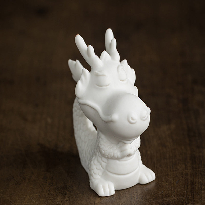 White Porcelain Chinese Dragon Statue | Feng Shui Charm