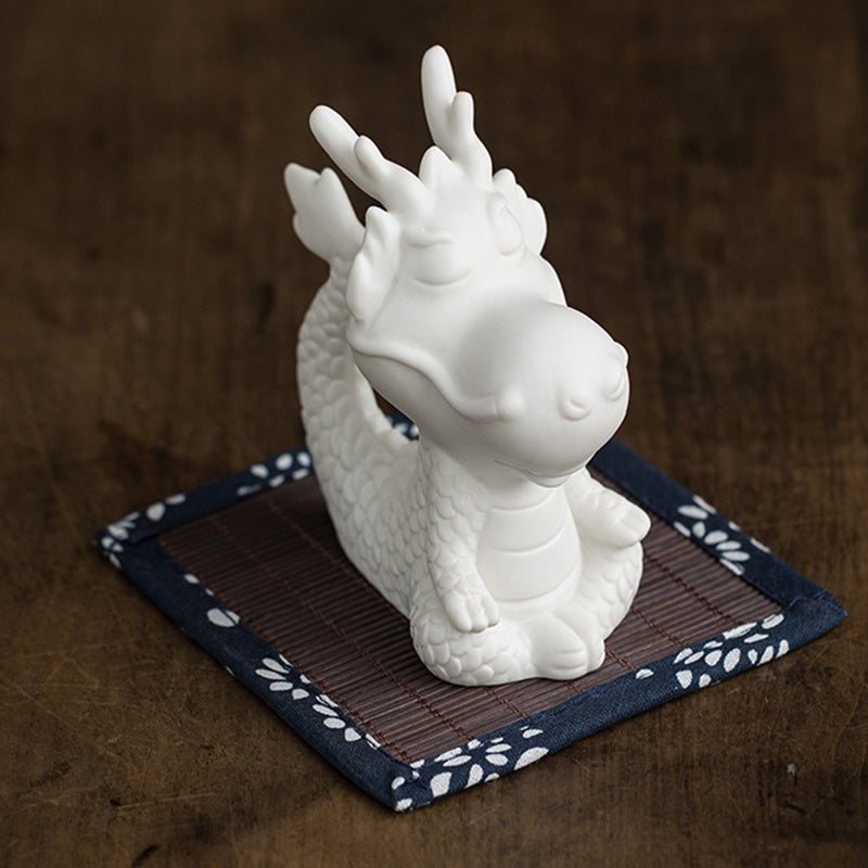 White Porcelain Chinese Dragon Statue | Feng Shui Charm