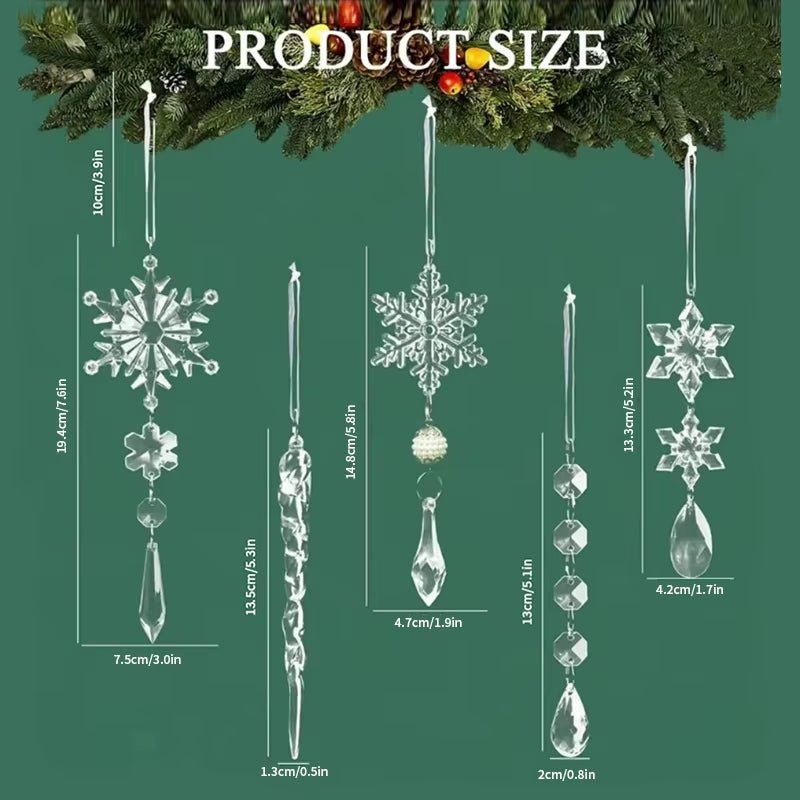 Crystal snowflake wind chimes with prisms for winter home decor measurements