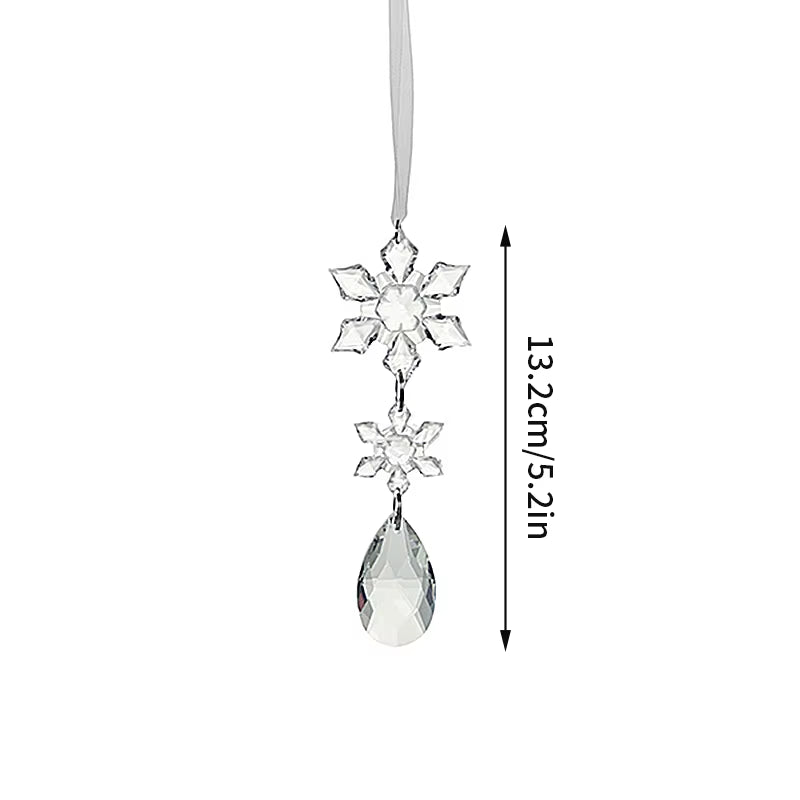Crystal snowflake ornament with teardrop pendant in Winter Snowflake Wind Chimes