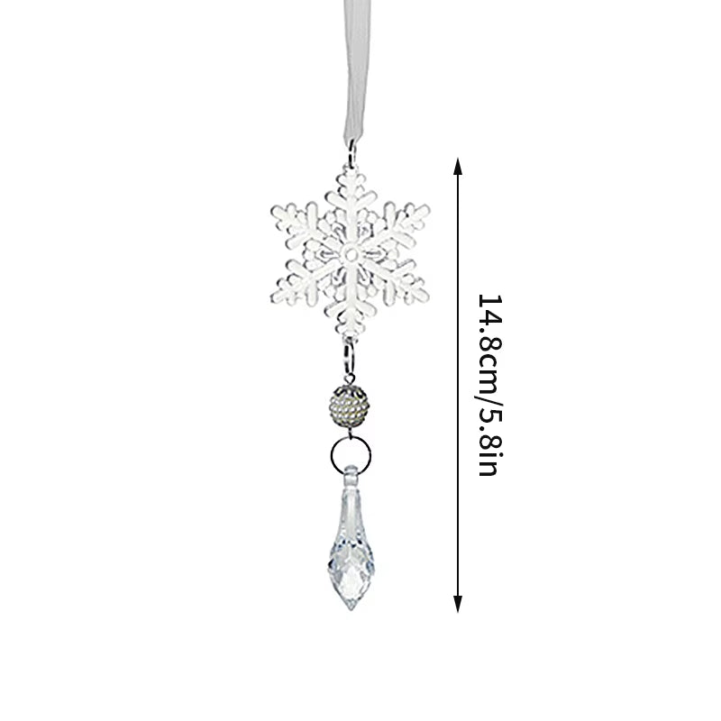 Crystal snowflake ornament with teardrop pendant in Winter Snowflake Wind Chimes