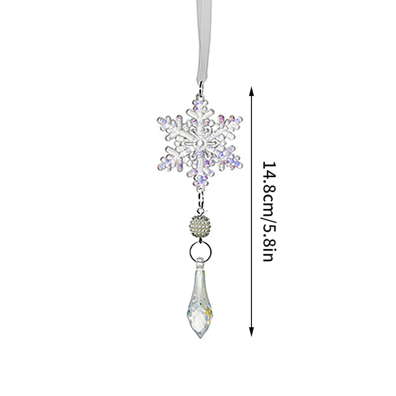 Crystal snowflake ornament with teardrop pendant for Winter Snowflake Wind Chimes