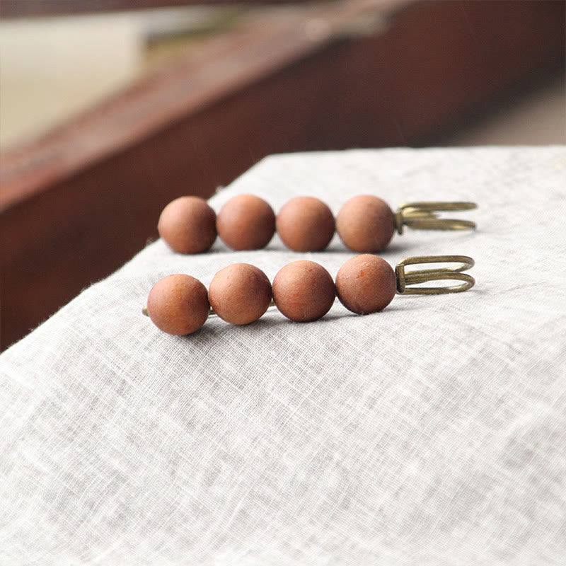 Wood Healing Brooch with Sandalwood Agathis Alba Beads