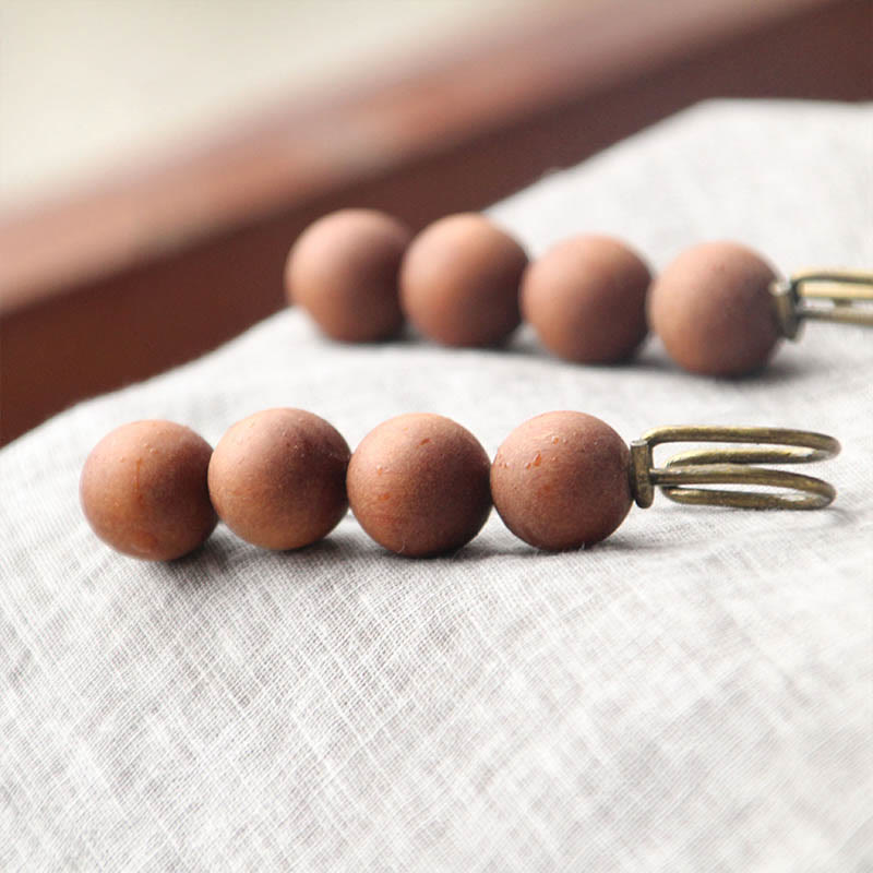 Wood Healing Brooch with Sandalwood Agathis Alba Beads