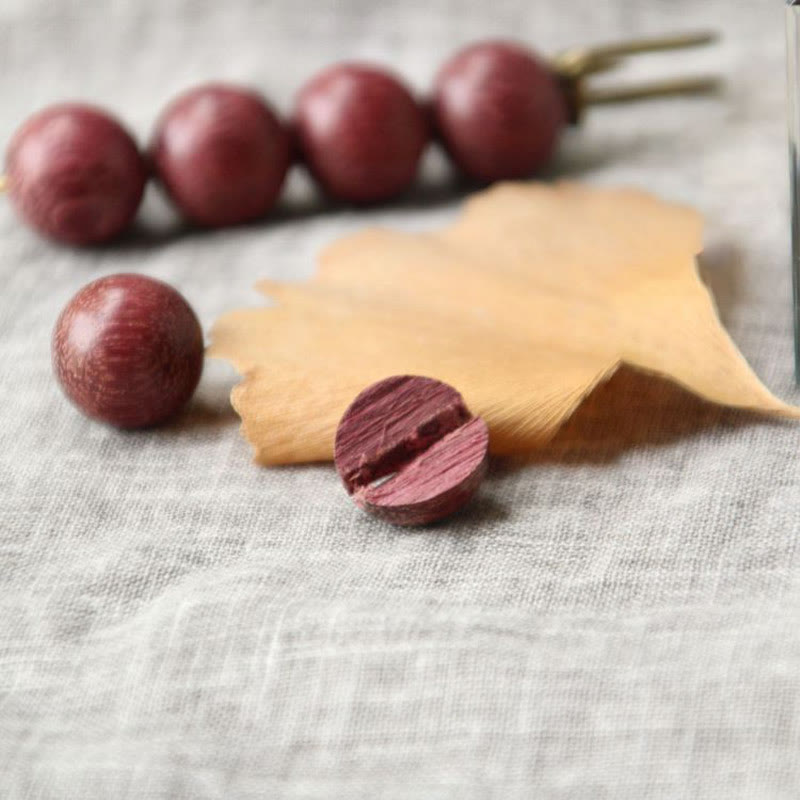Wood Healing Brooch with Sandalwood Agathis Alba Beads