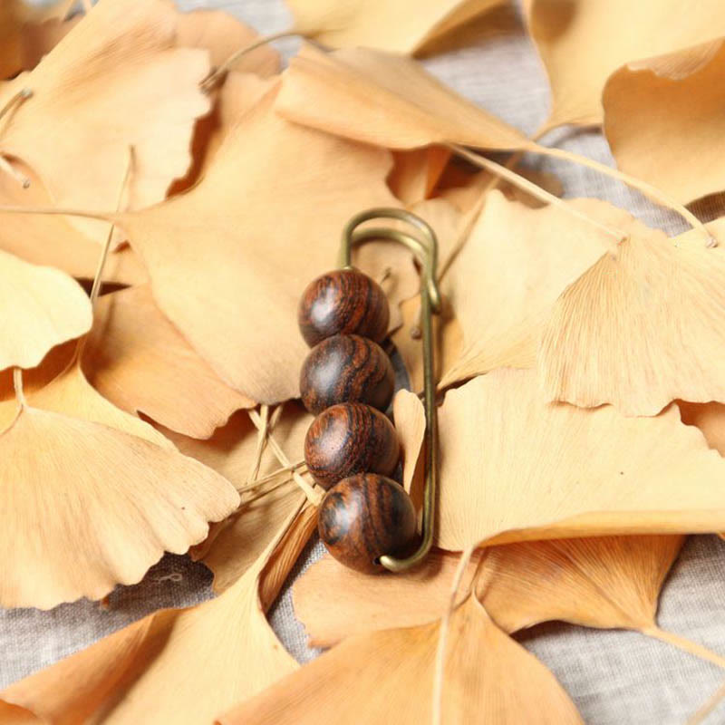 Wood Healing Brooch with Sandalwood Agathis Alba Beads