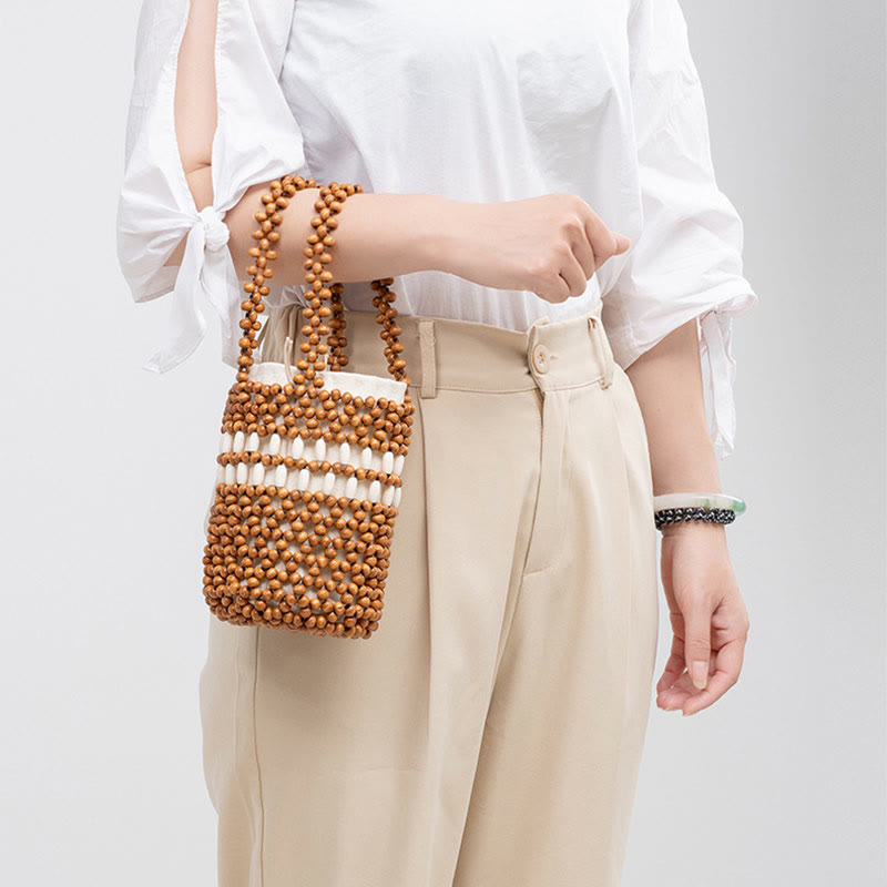 Wooden Beads Bucket Bag 12cm for Spiritual Jewelry