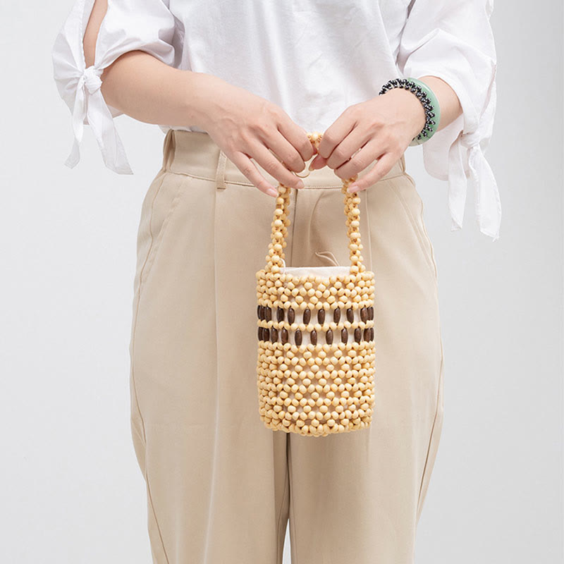 Wooden Beads Bucket Bag 12cm for Spiritual Jewelry
