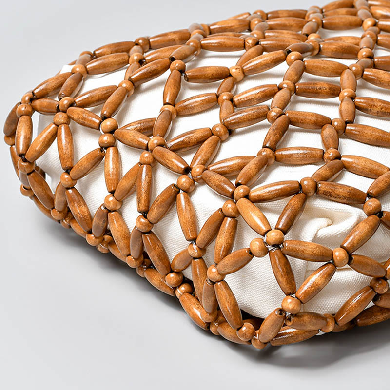 Wooden Beads Hand-Woven Shoulder Bag for Spiritual Accessories