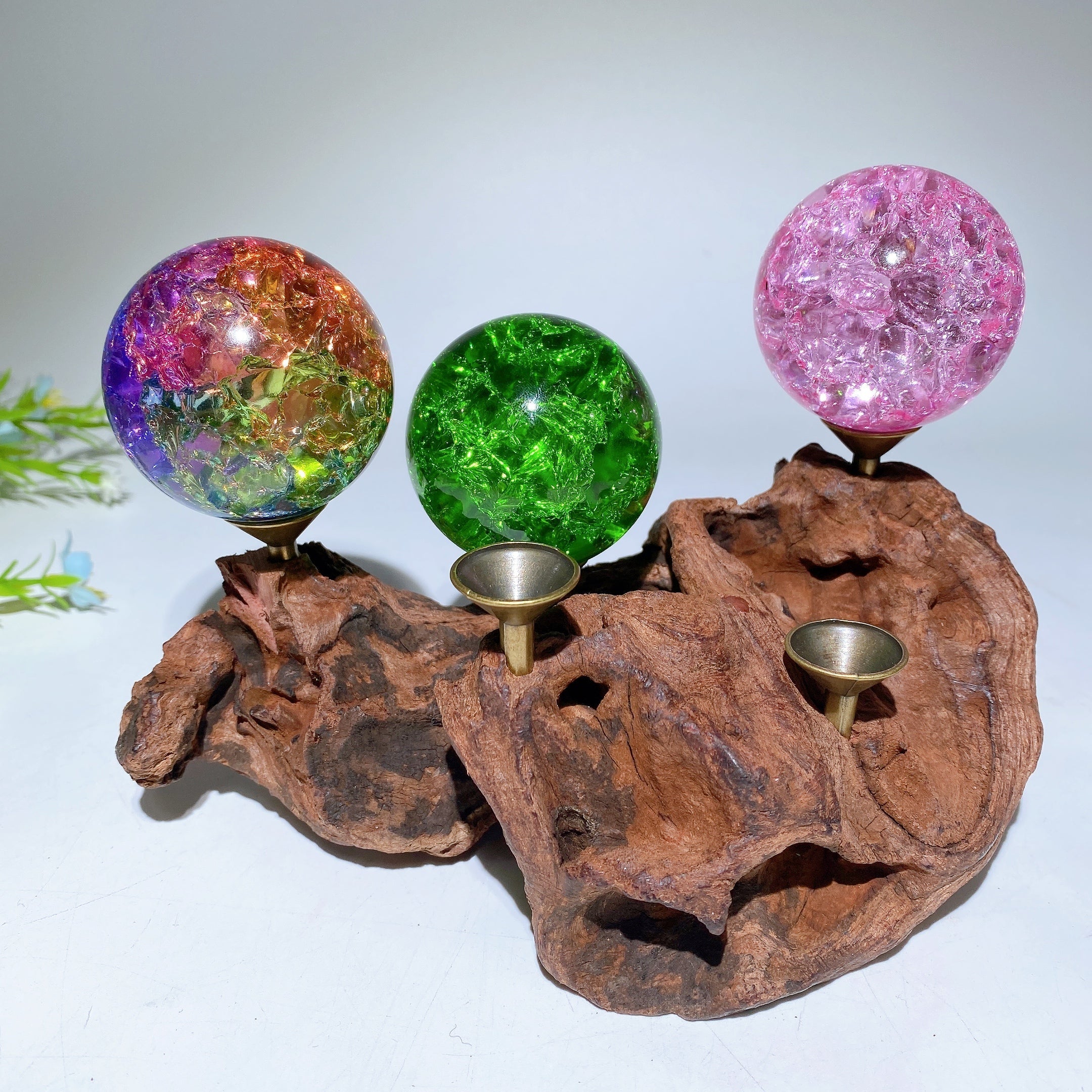 Wooden Branch Crystal Stand 15-25cm for Sphere Display