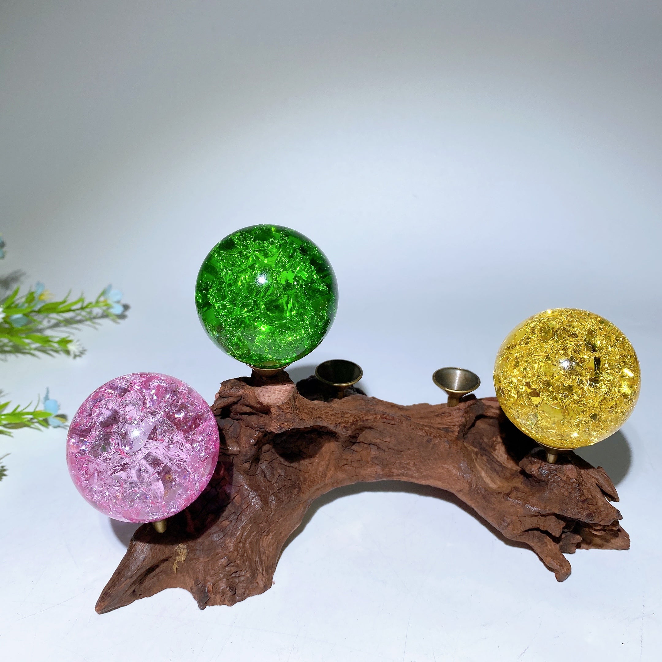Wooden Branch Crystal Stand 15-25cm for Sphere Display